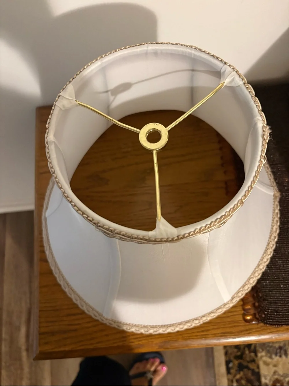 Classic off White Bell Lamp Shade with Gold Trim